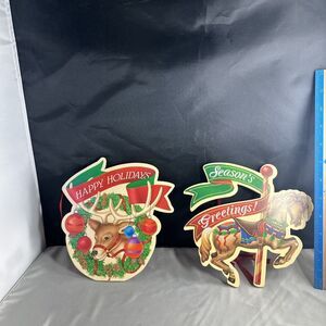 Vintage 1990 Dakin & Co. Wooden Reindeer Carousel Horse Christmas Ornament 7”